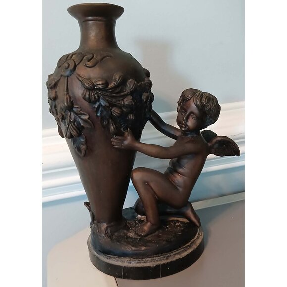 J. Daste Bronze Cherub Vase - Picture 1 of 9